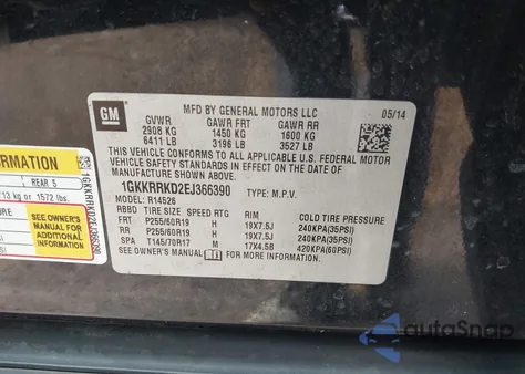 2014 GMC Acadia Slt-1 z USA, uszkodzony, nr VIN 1GKKRRKD2EJ366390